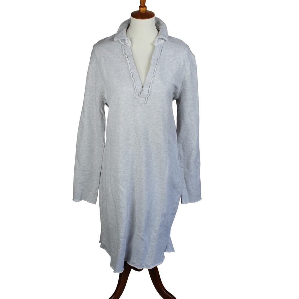 Frank & Eileen Dress Womens Large Grey Melange Long Sleeve Polo Bobo Classic